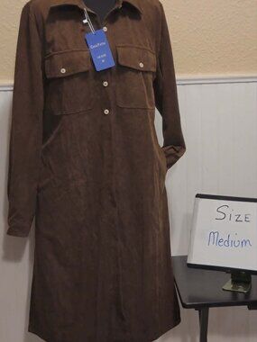 Chouyatou Women's Cute long sleeve Corduroy Overall Dress